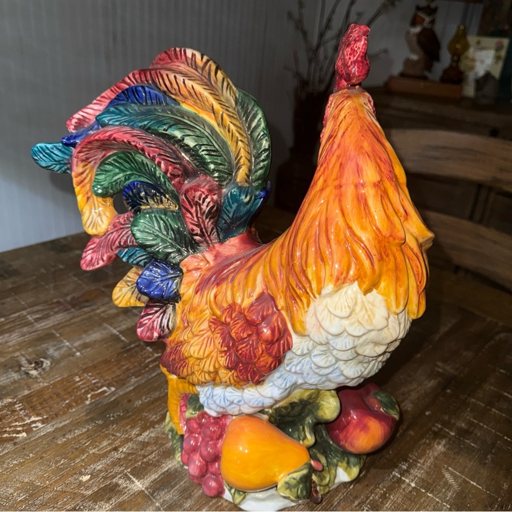 Hand-Painted Multicolor Ceramic Rooster Figurine - Decorative Home Accent - Picture 8 of 9